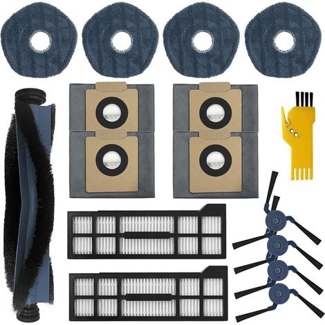 Kit de accesorios aplicables para aspiradora robot eufy X10 Pro Omni Piezas de repuesto 15 paquetes 1 cepillo principal, 2 filtros, 4 cepillos laterales, 4 mopas, 4 bolsas para polvo (1/5)