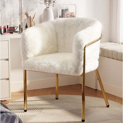 sedia poltrona relax bianca in similpelliccia metallo OKMYHOME (1/5)