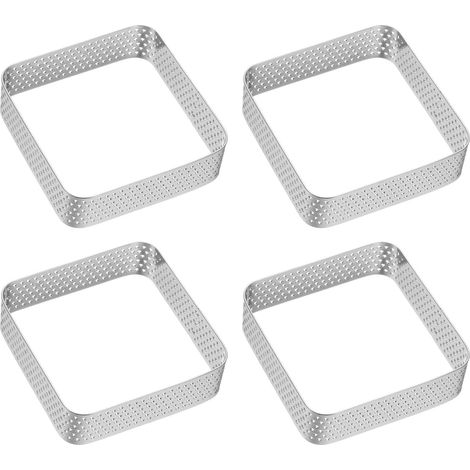 4pcs Cake Circles Perforated 2.36" Square Stainless Steel Non-Stick Polished Foam Circle Thickening Tools for Pastry Desserts French Fruits (1/5)