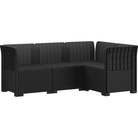Sofá de Jardín para 4 Personas Estilo Rattan PP Gris antracita vidaXL (1/5)