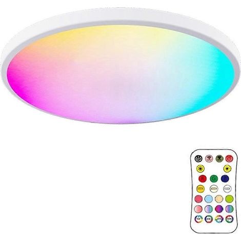 Plafonnier élégant 24 W RGBCW à intensité variable pour chambre, cuisine, fête - 110 V - Blanc (1/4)