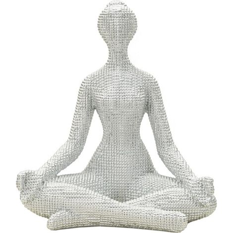 Statuetta donna yoga Silver in resina bianca