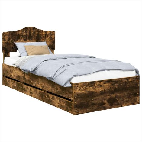 Maison Exclusive - Bettrahmen Geräucherte Eiche 90 x 200 cm Ingen