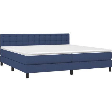 Box Spring Bed with Mattress&LED Blue 200x200cm Fabric vidaXL