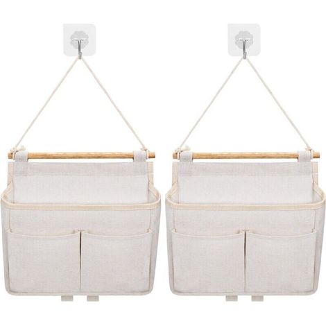 Sac De Rangement Mural, 2pcs Sac à Suspendre Organisateur De Poche (Beige) (1/4)