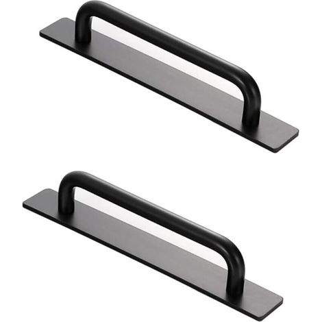 Poignées Auto-Adhésives 2 Pièces Poignées De Porte Et De Fenêtre Auto-Adhésives Poignées De Porte Instantanées Poignées Aluminium Auto-Adhésives Poignées De Meubles (Noir) (1/5)