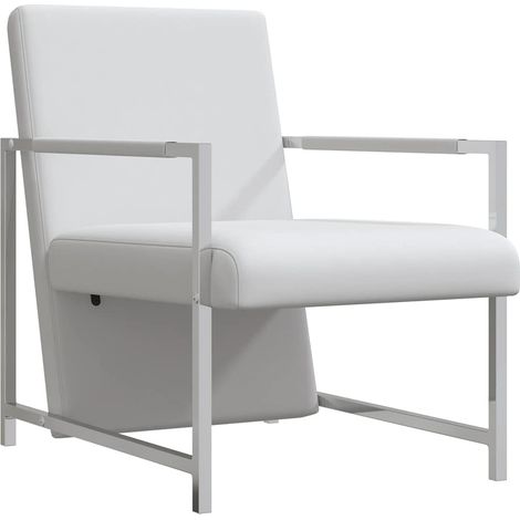 Maison Exclusive - Fauteuil avec pieds chromés Blanc Similicuir