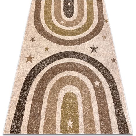 Alfombra KIDDO 3854 crema / marrón claro, arcoíris, estrellas para niños, sensorial  beige 160x220 cm (1/5)