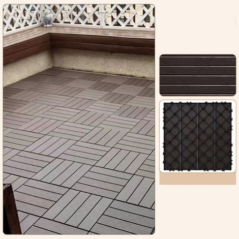 Fuleadture Interlocking Plastic Decking Tiles, Waterproof Outdoor Flooring 30x30CM Patio Tiles for Cafe Patio Flooring 11PCS (1/3)