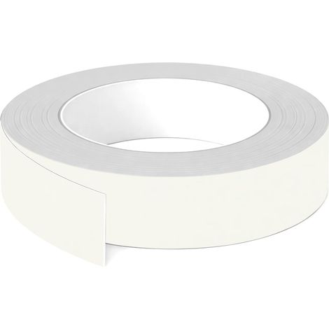 1x Bande de chant ABS sans colle 23 mm x 5 m épaisseur 0,8 mm facile à appliquer bricolage étagère meuble panneau plan de travail bois stratifié, Blanc classique satiné mat (1/3)