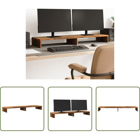 Support écran bois - Support de moniteur vieux bois 100x27x10 cm bois d'ingénierie (1/5)