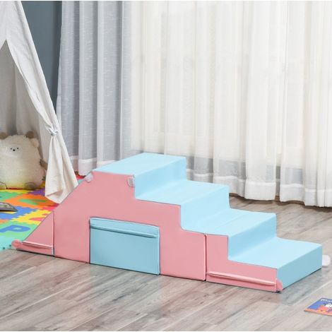 Gioco da arrampicata e scivolo per bambini 147 x 49 x 47 cm rosa e blu (1/4)