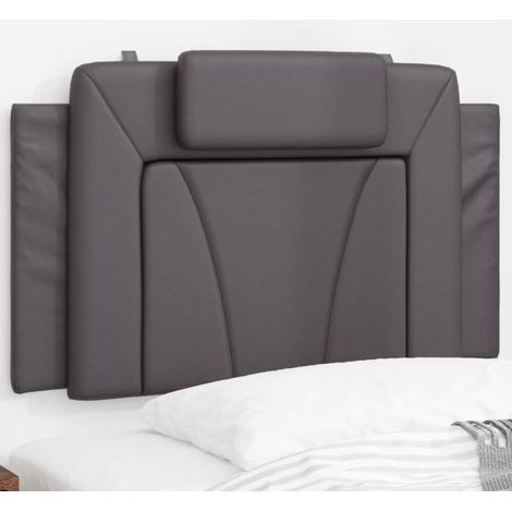 Coussin de tête de lit gris 90cm similicuir (1/5)