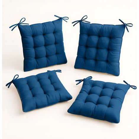 Lot de 4 Galettes de chaise en polyester 40 x 40 cm bleu petrole