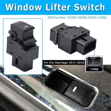 93575-1H000 Bouton d'interrupteur de commande de lève-vitre électrique côté passager avant pour Kia Sportage 2010 2011 2012 2013 2014 2015 2016 (Côté passager avant)