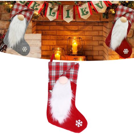 Weihnachtsdekoration, Weihnachtsstrümpfe, Süßigkeitentüten, Christbaumschmuck, Geschenktüten, rote Weihnachtstüten (1/5)