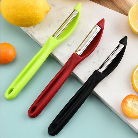 3 peladores de 17,5 cm, pelador de tomates y verduras, acero inoxidable, plástico, apto para lavavajillas (1/5)