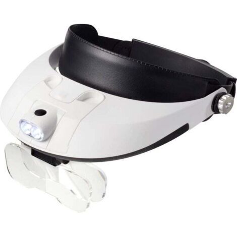 Loupe frontale   avec éclairage LED Grossissement: 1.0 x, 1.5 x, 2.0 x, 2.5 x, 3.5 x Lentille: (L x