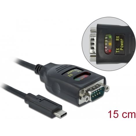 Delock Adaptador USB Type-Câ¢ para 1 x Serial RS-232 DB9 con protecciÃ³n ESD de 15 kV