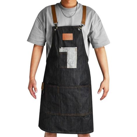 Küchenschürze, verstellbare Schürze mit Taschen, Kochschürze, Grillschürze, Reinigungsschürze, Malerschürze für Erwachsene (auch für Friseure geeignet) (1/4)