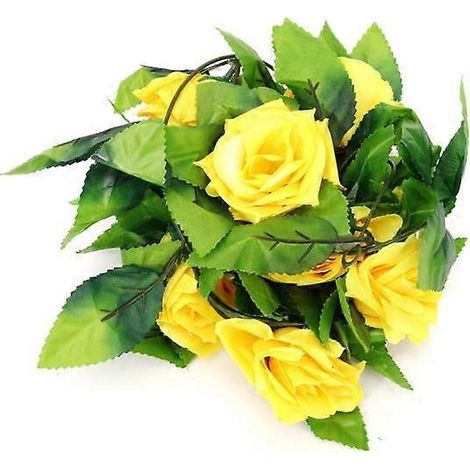 Guirlande de roses artificielles de 2,4 m (8 pieds) avec feuillage et fleurs grimpantes, idéale pour la décoration de la maison, d'un mariage, d'une fête ou d'un jardin.jaune (1/5)