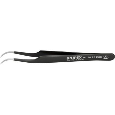 Knipex 92 38 75 ESD Pince brucelle de précision pointe en forme de faucille, courbée à 45° 120 mm (1/3)