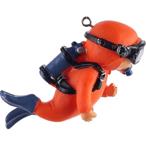 Décor Aquarium Plongeur - PVC Sécurisé - Pour Aquarium Eau Douce - Compatible Petit Bassin - 1 Pièce