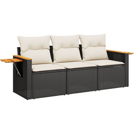 Maison Exclusive - 3-tlg. Garten-Sofagarnitur mit Kissen Schwarz
