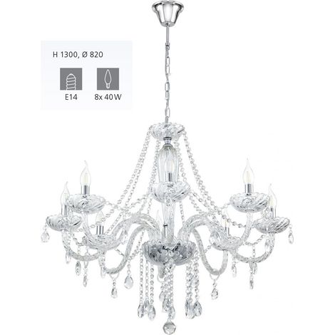 Lustre suspension en cristal BASILANO 1 KLAR, 8 ampoules (1/4)