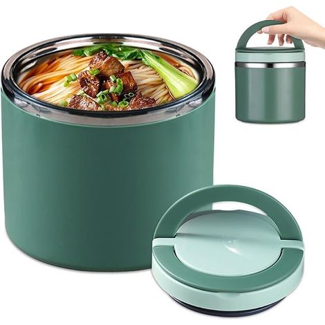 Lunch Box 1 L, Récipient Isotherme pour Nourriture avec Poignée Boîtes à Lunch Bento pour Enfants et Adultes Boîtes Alimentaires Isothermes pour la Nourriture et Repas (Vert) (1/5)