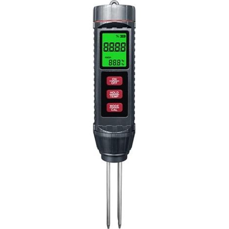 Testeur d'humidité du sol 3 en 1 pour la conductivité, le pH et la température avec rétroéclairage LCD, sonde de 60 mm, 4 piles LR44 (noir) (1/5)