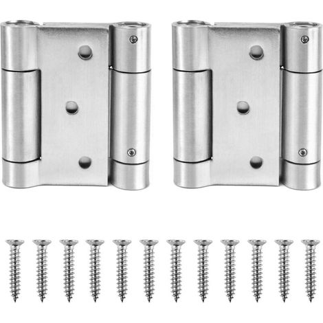2pcs Spring Hinges, 126mm, 304 Stainless Steel Double Action for Swing Doors Self Closing Hinge, Comes with Screws and Adjusting Rod, Spring Loaded for Cafe and Saloon Door (1/5)