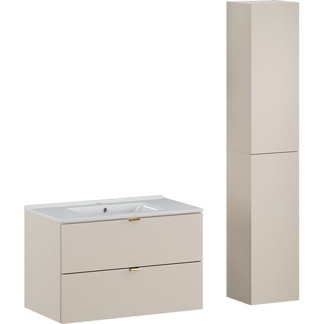 Badmöbel Set 2-teilig mit Waschtisch 80 cm in Beige - DURANGO-56 (1/5)