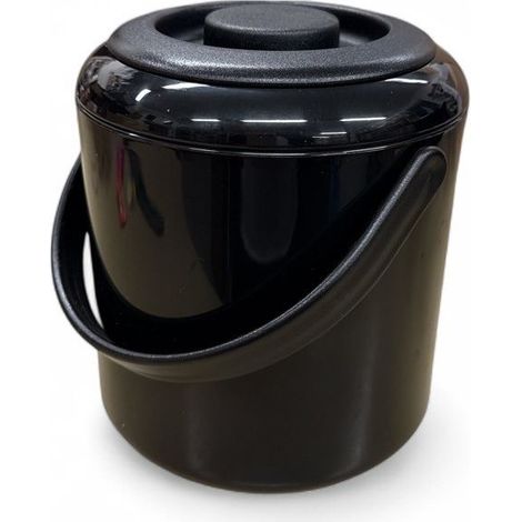 Seau à glace en ABS noir avec pinces, idéal pour un usage domestique, les fêtes et le service professionnel.- (1/2)