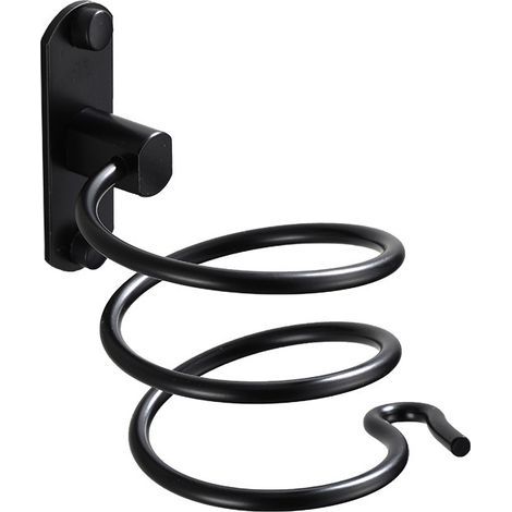(Black) Hair Dryer Holder Wall Mounted Aluminum Cable Holder for Kitchen Bathroom Bathroom Accessories (1/5)