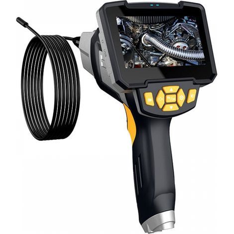 1080P-Endoskopkamera, industrielle HD-Doppellinsen-Endoskop-Inspektionskamera, wasserdichtes Rohrendoskop (IP67) mit 4,3-Zoll-IPS-Bildschirm, 6 LEDs und 5 m langem, halbstarrem Kabel (1/5)