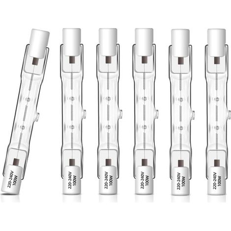 Lot de 6 R7S Ampoule Halogene 78mm 100W 230V Dimmable, Halogène R7s Tube Blanc Chaud 2700K, 1500LM, J78 Halogène Crayon pour Projecteur, Lampadaire (1/5)