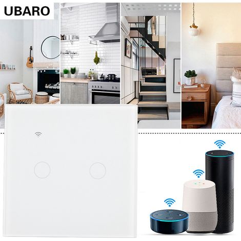 Modell 86, gehärtete Glasplatte, intelligenter Zwei-Wege-WIFI-Einpol-Schalter mit Fernbedienungstimer, Sprachsteuerung und Graffiti-Design, AC110-240V. (1/5)