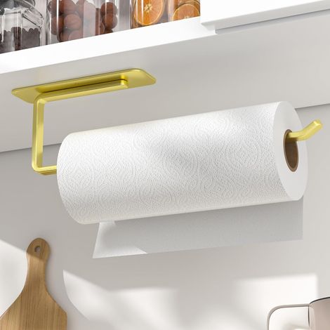 Kitchen Roll Holder without Drilling Gold Practical Self Adhesive Under Cabinet for Kitchen Storage and Organization (1/5)