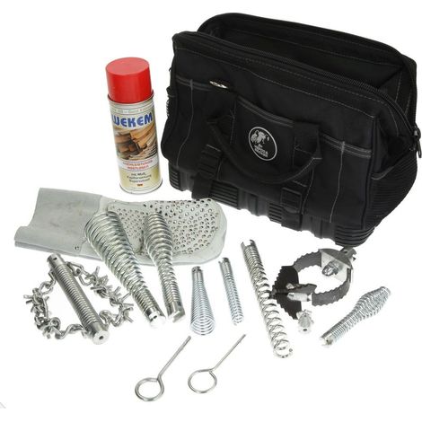 Mallette pour nettoyage de tuyaux jeux de spirales et d'outils 16/22 mm