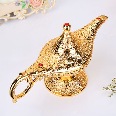 Lampe d'Aladin (dorée), en étain, style européen antique, artisanat (1/2)