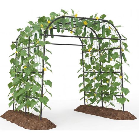 COSTWAY Traliccio ad Arco per Rampicanti con Rete in Acciaio PE, per Giardino e Cortile