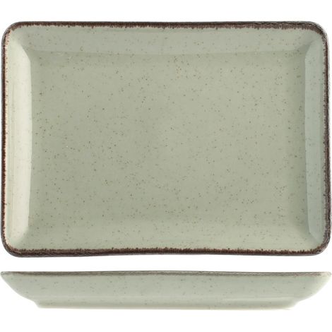 H&H Set 6 Piatti Rettangolari in Porcellana Verde 13x18 cm – Linea Pearl – Eleganti Piattini da Portata per Antipasti, Finger Food, Dessert – Lavabili in Lavastoviglie