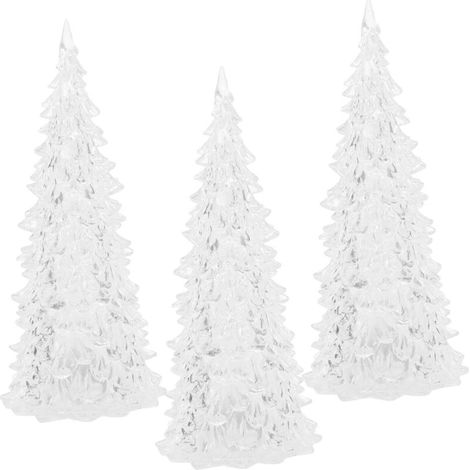 RHG 3 Pièces Sapin de Noël Lumineux LED Acrylique Décorations de Table Festive pour Maison Bureau et Commerces