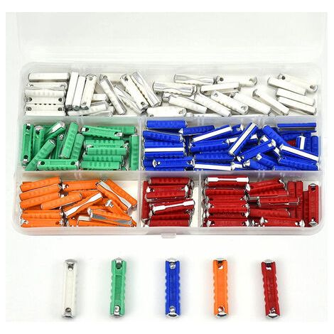 Fusible torpille 200pcs, divers fusibles de voiture en forme de torpille multicolore amp 5a, 8a, 10A, 16A, 25a pour fusibles de voiture européens Vintage (1/5)