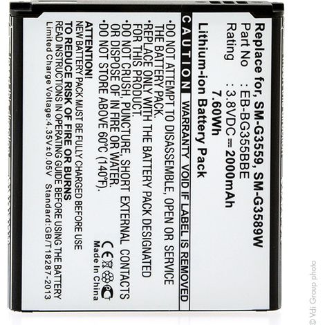NX - Batterie téléphone, smartphone, GSM pour Samsung 3.8V 2000mAh - EB-BG355BBE