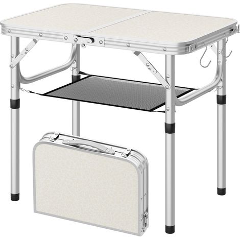 WOLTU Table Pliante, Réglable en Hauteur, Table Camping Portable, Plateau en MDF, 60x40 cm, Blanc (1/5)