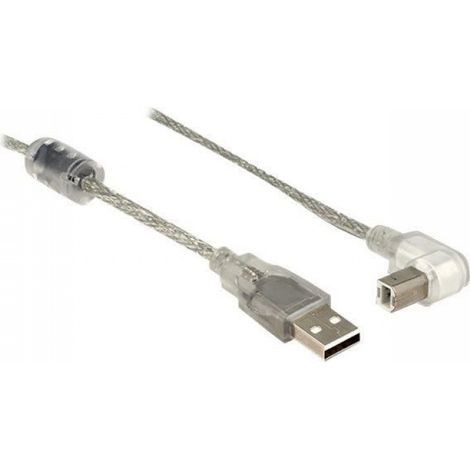 Câble USB - USB Type B - 2m - Connecteur à 90° - Transparent (1/2)