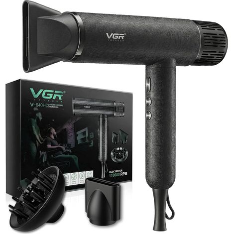 640 HD Seche Cheveux Diffuseur boucle, Séchage Rapide Seche Cheveux Diffuseur Avec Moteur BLDC 110000 Tr/Min, Trois Accessoires De Coiffage Magnétiques, Coque Aarrière Amovible (1/5)