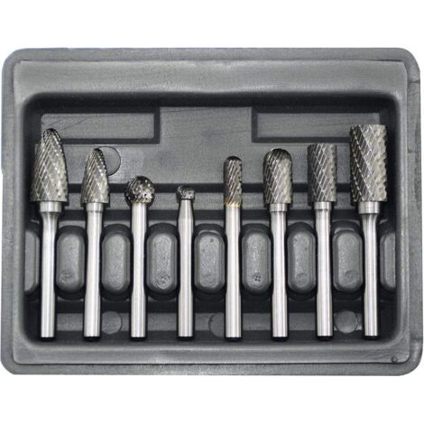 8pc 6mm manche tungstène en acier fraise lime double rainure rotative foret tête de gravure, carbure (1/5)